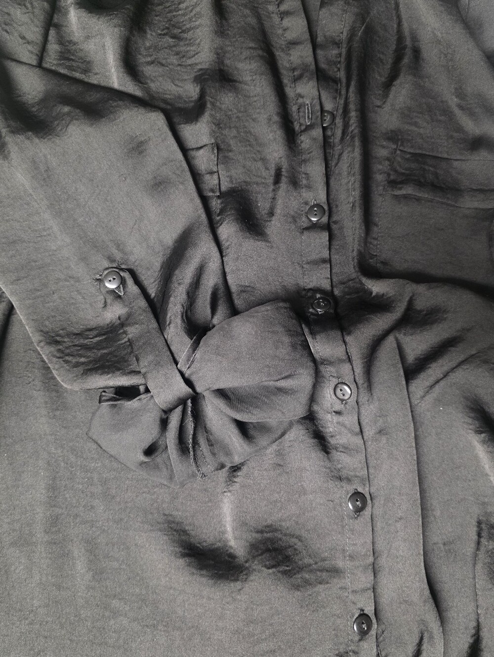 Encoded Black Button-Front Blouse - Picture 10 of 12